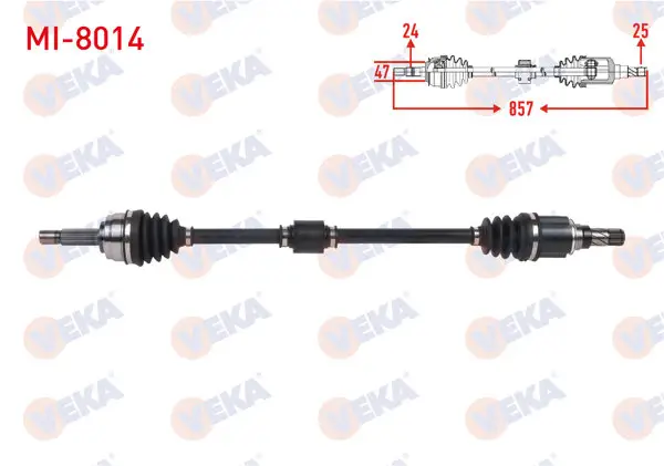 Komple Aks Sağ On Uzunluk 857mm Mitsubishi Attrage 1.2 2013-/ Space Star 1.2 2012 -