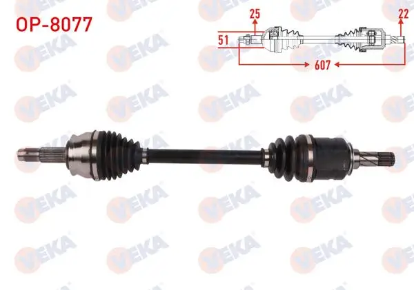 Komple Aks Sol Ön Uzunluk 607mm Opel Corsa E 1.3 CDTI 2014 -