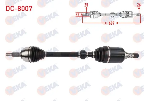 Komple Aks Sol Ön Uzunluk 697mm Dacia Duster 1.0 TCE 2019 -