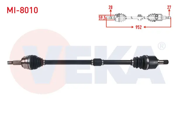 Komple Aks Sağ On Uzunluk 952mm Mitsubishi Asx 1.6 M-T 2010 -