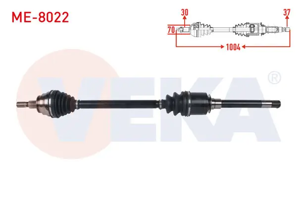 Komple Aks Sağ On Uzunluk 1004mm Mercedes Gl-Serisi (X164) 320 CDI-350 CDI 7 A-T 2006-2012 / M Serisi (W164) 280 CDI-320 CDI-350 CDI 7 A-T 2005-2011