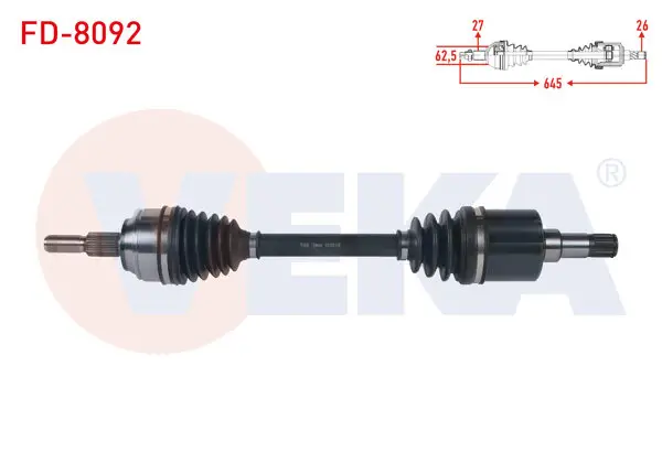 Komple Aks Sol Ön Uzunluk 645mm Ford Transit Connect 1.5 TDCI 100 Hp M-T 5 Vites 2013-/ Tourneo Connect 1.5 TDCI V408 100 Hp M-T 5 Vites 2013 -