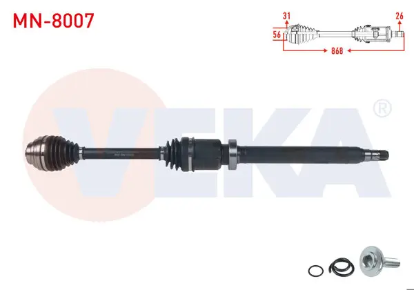 Komple Aks Sağ On Uzunluk 868mm Mini Cooper (F55) 1.5-1.5 D A-T 2013 -