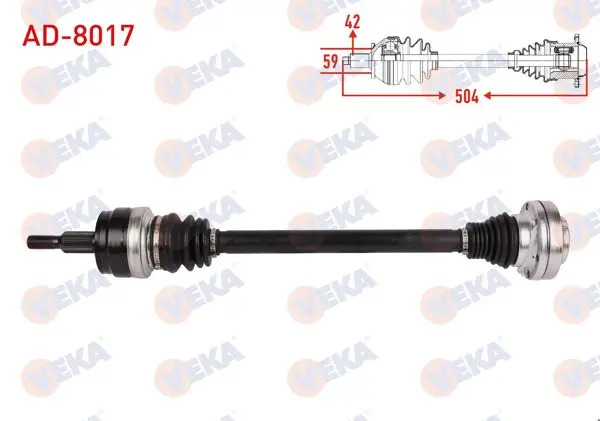 Komple Aks Sol-Sağ Arka Uzunluk 733mm Volkswagen Touareg 2.5 R5 TDI A-T / M / T 2003-2010