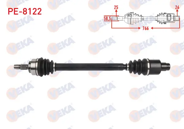 Komple Aks Sağ On Uzunluk 766mm Peugeot 207 1.6 Vti 2007-2012 / 2008 1.6 Vti 2013 -