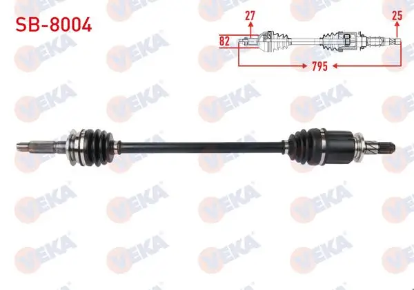 Komple Aks Sol-Sağ Arka Uzunluk 795mm 8 Mısketlı Subaru Impreza 2.0 2012-/ Legacy 2.0 2009-2014 / Outback 2.0 D 2009-/ Xv 1.6 2012-/ Forester 2.0 İ Awd, 2.0 D Awd 2013 -