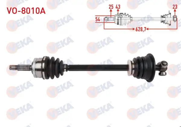Komple Aks Sol Ön ABS li 43 Dıs Uzunluk 628,7mm Volvo S40 I 1999-2003 / V40 I 1999-2004 / M-T