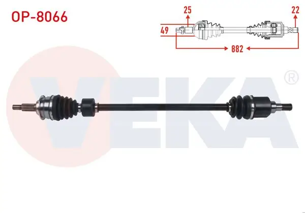Komple Aks Sağ On Uzunluk 882mm Opel Agila B 1.2 M-T 2007-/ Suzuki Splash 1.2 M-T 2008 -