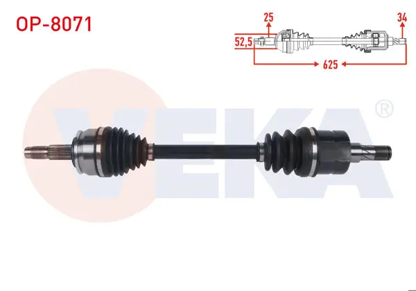 Komple Aks Sol Ön Uzunluk 625mm Opel Mokka 1.6 M-T 2012-/ Chevrolet Trax 1.6 M-T 2012 -