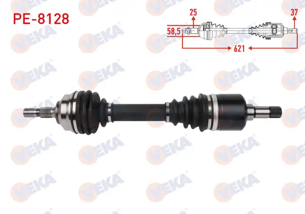 Komple Aks Sol Ön Uzunluk 621mm Peugeot 307 2.0 HDI 2003-2009
