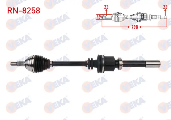 Komple Aks Sağ On Uzunluk 789mm Renault Clio III 1.6 2005-2014 / Dacia Logan 1.6 2006 -