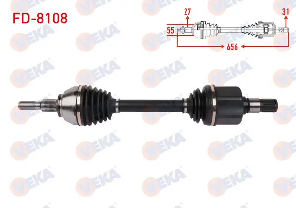 Komple Aks Sol Ön Uzunluk 656mm Ford Kuga II 2.0 TDCI 4X4 2014-2019