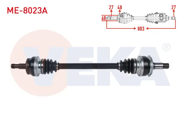 Komple Aks Sol-Sağ Arka ABS li 48 Dıs Uzunluk 803mm Mercedes E Serisi (W212) 200-220-350 CDI 2009-/ Glk Serisi (X204) 220 CDI 2008 -