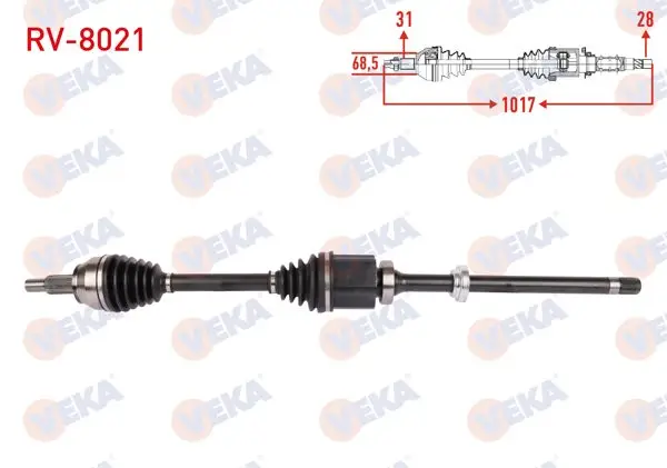 Komple Aks Sağ On Uzunluk 1017mm Land Rover Evoque 2.0 4X4 A-T 2011-2019
