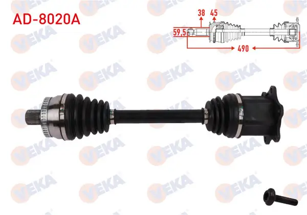 Komple Aks Sağ On ABS li 45 Dıs Uzunluk 490mm Audi A4 (8Ec) 2.0 TFSI Quattro 2004-2008