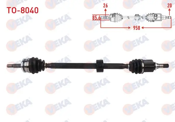 Komple Aks Sağ On Uzunluk 958mm Toyota Avensis (T27) 1.6 Vvt-I 2008-2018