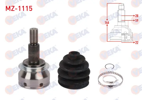 Aks Kafası Sol-Sağ On Dıs 28X22x59 Uzunluk 146mm Mazda 3 1.6 2013-2019