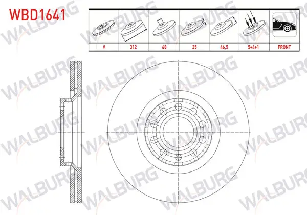Fren Diski Ön Havalı 5 Bjn 312X25x68x46,5 Audi A4 B6 2000-2004 / A4 B7 2004-2008 / A6 C5 1997-2005 / Seat Exeo 2009-2013 / Skoda Superb 2001-2008 / VW Passat B5 1996-2005
