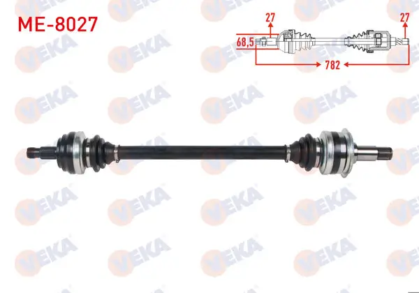 Komple Aks Sol-Sağ Arka Uzunluk 782mm Mercedes C Serisi (W205) C 180-C 200 D-C 220 D A-T 2015 -