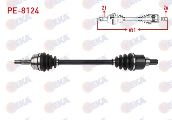 Komple Aks Sol Ön Uzunluk 651mm Peugeot 301 1.6 Vti A-T 2012-2017 / Citroen C-Elysee 1.6 Vti A-T 2012 -