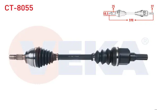 Komple Aks Sol Ön Uzunluk 598mm C3 Aircross 1.2 Puretech-C3 III 1.2 2016-/ Ds3 II 1.2 Thp 2014-/ 2008 1.2 Puretech 2013-/ 208 1.6 HDI 2012 -