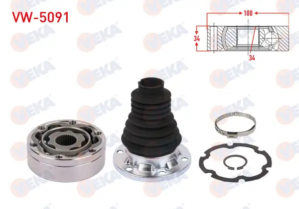 Aks Kafası Sol-Sağ On Ic 34X34x100 Volkswagen Passat B8 1.4 TSI, 1.6 TDI 2014-/ Skoda Superb 1.4 TSI, 1.6 TDI, 2.0 TDI 2015-/ Karoq 1.6 TDI 2017-/ Seat Ateca 1.6 TDI 2016 -