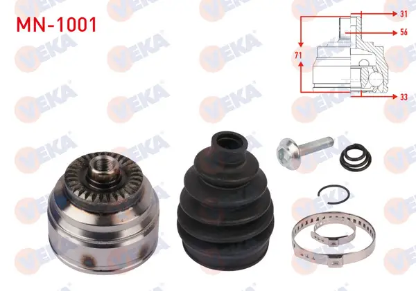 Aks Kafası Sol-Sağ On Dıs Uzunluk 71mm Mini Cooper (F55-F56) 1.5 M-T 6 Vites 2013 -