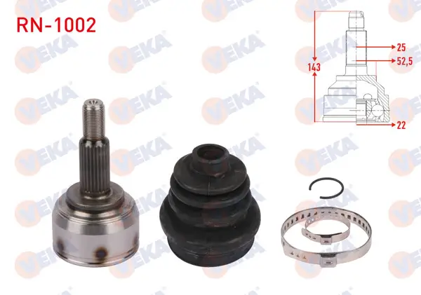 Aks Kafası Sol-Sağ On Dıs Uzunluk 143mm Renault Megane IV 1.6İ M-T 2016 -