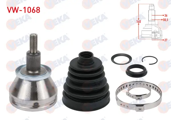 Aks Kafası Sol-Sağ On Dıs 36X27x50,5 Uzunluk 140mm Polo 1.2 TSI-1.4 TDI-1.6 TDI 09-/ Fabia 1.4 TSI 10-14 / Rapid 1.0 TSI-1.6 TDI / Ibiza 1.9 TDI 02-09 / Ibiza 1.0 TSI-1.4 TDI 15-17 / Toledo 1.4 TDI-1.6 TDI 12 -