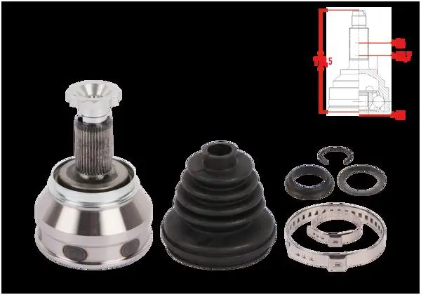 Aks Kafası Sağ On Dıs Uzunluk 113,5mm VW Polo (9N_) 1.4 A-T 2001-2012 / Ibiza (6L1) 1.4 A-T 2002-2007 / Cordoba (6L2) 1.4 2002-2007 / Skoda Fabia (6Y2) 2001-2012