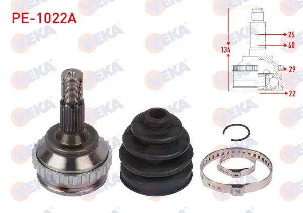 Aks Kafası Sol-Sağ On Dıs ABS li 29 Dıs Uzunluk 134mm Peugeot 306 (7B,N3,N5) 1.6İ M-T 1993-2002 / Partner (5,5F) 1.4İ 1996-2008
