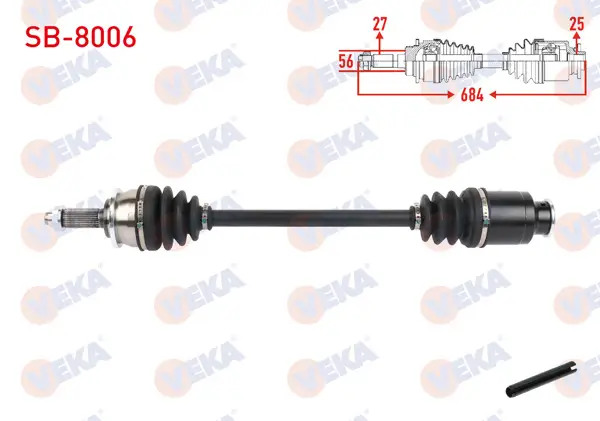 Komple Aks Sol-Sağ On Uzunluk 684mm Subaru Forester 2.0 1997-2002 / Impreza 1.6, 2.0 1996-2000 / Legacy 1994-1999