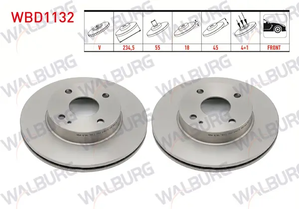 Fren Diski Ön Havalı 4 Bjn 234,5X18x55x45 Mazda 323 IV 1.3İ-1.6İ-1.8 16V 1989-1994 / Mx-5 I (Na) 1.6İ 16V 1990-1998