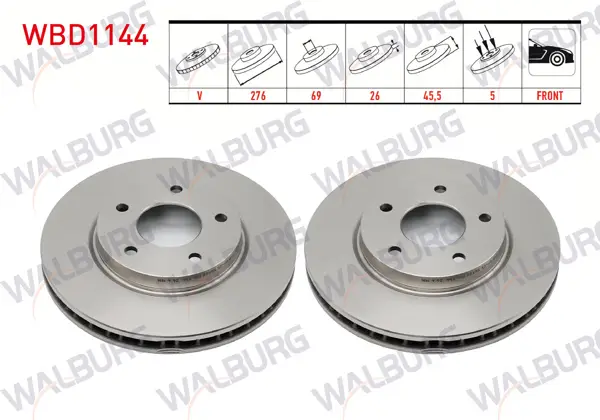Fren Diski Ön Havalı 5 Bjn 276X26x69x45,5 Mitsubishi Lancer (Cy,Za) 2.0 2007-/ Lancer (Cy,Za) 1.8 2007-