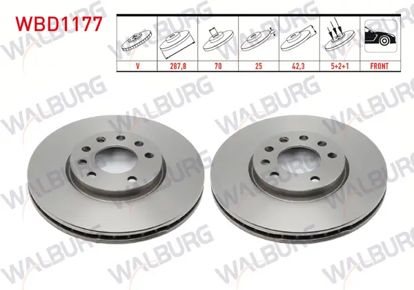 Fren Diski Ön Havalı 5 Bjn 287,8X25x70x42,3 Opel Vectra B 2.0İ 1995-2003 / Vectra B 2.0 Dtı 1995-2003 / Vectra B 1.6İ 1995-2003 / Vectra B 2.5 V6 1995-2003 / Calıbra A 2.0İ-2.5İ 1990-1997