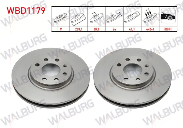 Fren Diski Ön Havalı 4 Bjn 260,4X24x60,1X41,1 Opel Corsa C 1.3 CDTI-1.7 CDTI-1.4-1.6 2000-2006 / Combo C 1.3 CDTI-1.7 CDTI 2001-2006 / Tigra B 1.3 CDTI 2000-2006