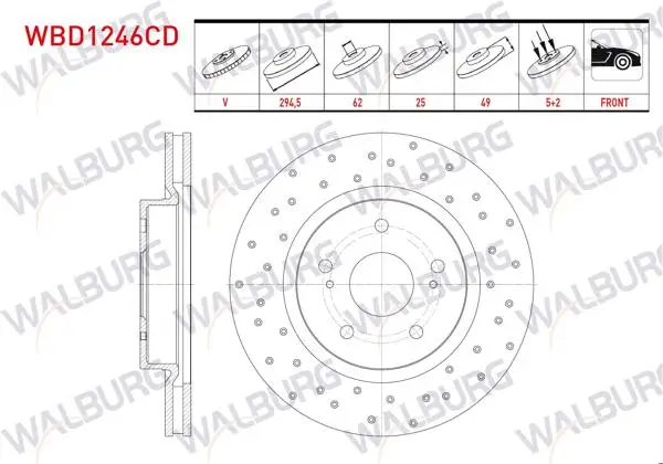 Fren Diski Ön Havalı Kaplamalı Performans Delikli 5 Bjn 294,5X25x62x49 Suzuki Grand Vitara II (Jt) 1.6 Vvt-I 5 Kapı 2005-/ Vitara II (Jt) 1.9 Ddıs 2005-/ Vitara II (Jt) 2.0İ 2005-