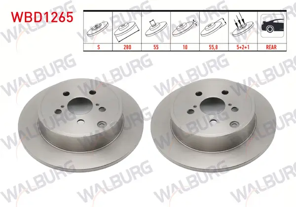 Fren Diski Arka Düz 5 Bjn 280X10x55x55,8 Toyota Avensis 1.6 Vvt-I 2003-2008 / Avensis 1.8 2003-2008 / Avensis 2.0 D-4D 2003-2008