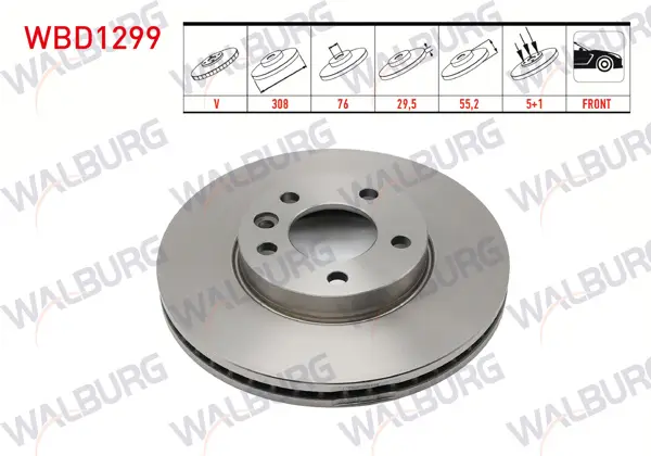 Fren Diski Ön Havalı 5 Bjn 308X29,5X76x55,2 Volkswagen Transporter V 1.9 TDI-2.0 TDI 2.4 2.5 TDI 2003-2015 / Transporter VI 2.0 TDI 2015-/ Transporter VII 2.0 TDI 2019-/ Multıvan V 2003-2015