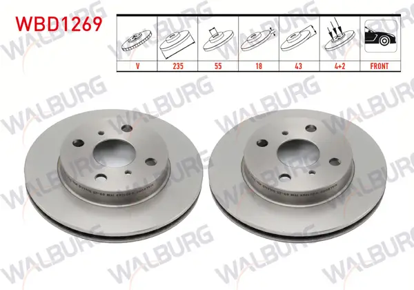 Fren Diski Ön Havalı 4 Bjn 235X18x55x43 Toyota Yaris 1.0İ 1999-2005 / Yaris 1.3İ 1999-2005