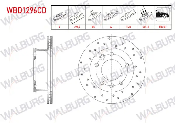 Fren Diski Ön Havalı Kaplamalı Performans Delikli 5 Bjn 275,7X22x85x76,8 Volkswagen Lt 28-35 II 2.5 TDI-2.8 TDI 1996-2006 / Lt 28-46 II 2.5 TDI 1996-2006 / Sprinter 2T 208D-210D 1995-2006 / Sprinter 3,5T