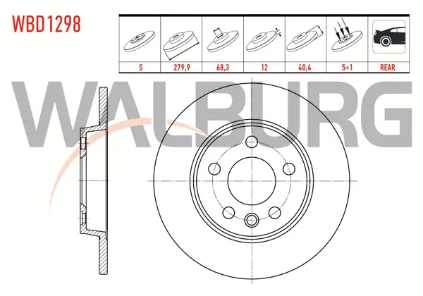 Fren Diski Arka Düz 5 Bjn 279,9X12x68,3X40,4 Volkswagen Transporter IV 1.9 TD 1990-2003 / Transporter IV 2.4 D 1990-2003 / Transporter IV 2.5 TDI 1990-2003 / Transporter IV 2.5 D 1990-2003