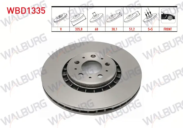 Fren Diski Ön Havalı 5 Bjn 17 Jant 335,8X30,1X68x51,2 Volvo Xc90 I 3.2İ 2002-2014 / Xc90 I 2.5 T 2002-2014 / Xc90 I D3 2002-2014 / Xc90 I D5 2002-2014 / Xc90 I T6 2002-2014