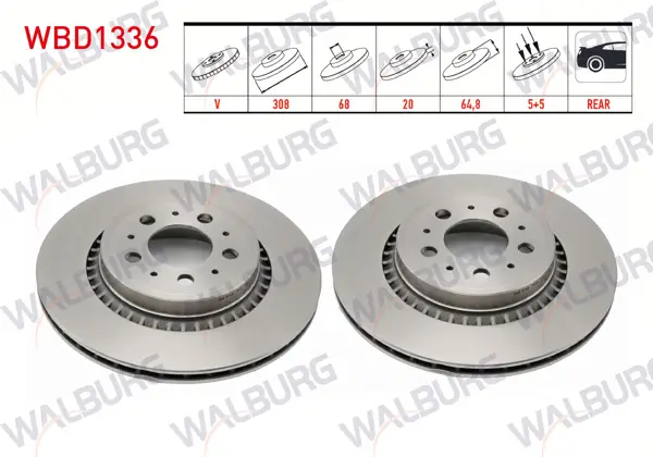 Fren Diski Arka Havalı 5 Bjn 308X20x68x64,8 Volvo Xc90 I 3.2İ 2002-2014 / Xc90 I 2.5 T 2002-2014 / Xc90 I D3 2002-2014 / Xc90 I D5 2002-2014 / Xc90 I T6 2002-2014