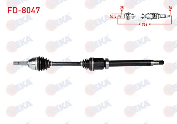 Komple Aks Sağ On Ford Transit Connect 1.8 TDCI 75 Hp Uzunluk 962mm 2002-2013