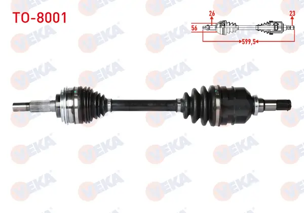 Komple Aks Sol Ön Uzunluk 599,5mm Toyota Corolla (_E10_) 1.6İ 1992-1997 / Corolla (_E11_) 1.6İ 16V 1997-2002