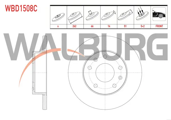 Fren Diski Ön Düz Kaplamalı Land Rover Freelander (Ln) 2.0 Td4 5 Bjn 262X14x66x51 1998-2007