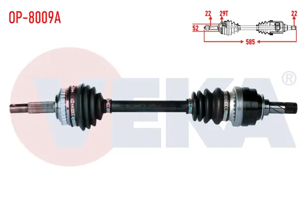 Komple Aks Sol Ön Uzunluk 585mm ABS li 29 Dıs Opel Astra F 1.4, 1.6 1991-1998 / Meriva A 1.3 D 2003-2010 / Vectra A 1.6 1988-1995