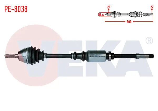 Komple Aks Sağ On Peugeot 106 I 1.4 Uzunluk 800mm 1991-1996