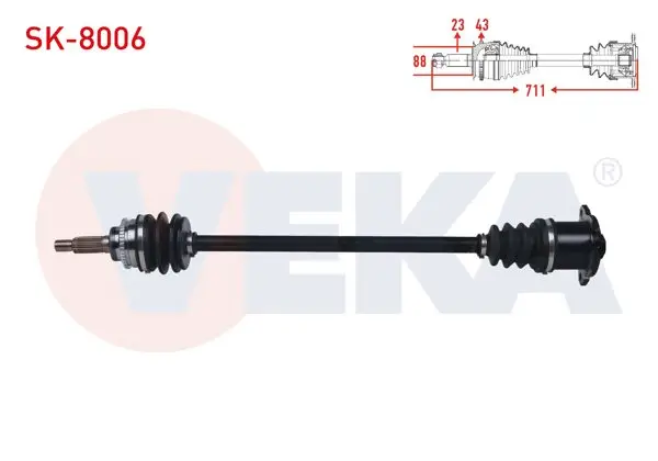 Komple Aks Sağ Arka Suzuki Swift III (Mz,Ez) 1.3İ 4X4 ABS li 43 Dıs Uzunluk 711 2005-2010